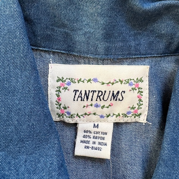 Vintage TANTRUMS 90s button-up vest plaid tapestry chambray NWT sz M cottagecore - Picture 5 of 13